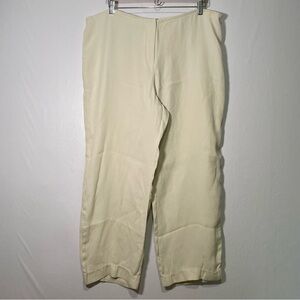 Eileen Fisher Crepe Silk Pants XL Ivory Highwaist Straight‎ Leg Lightweight